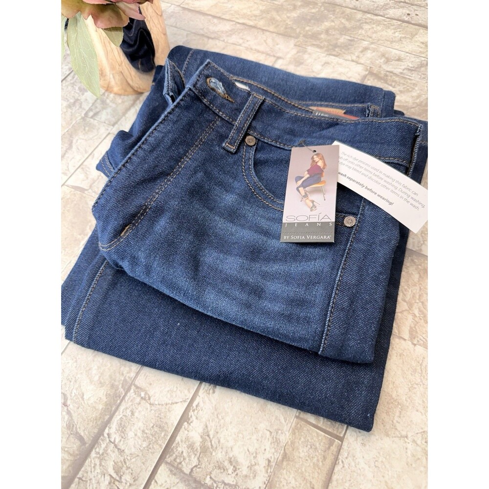 Sofia Jeans by Sofia Vergara High Rise Flare Dark Wash Blue Denim Jeans Size 8 - Picture 10 of 15